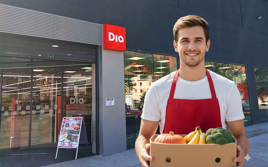 Persona con una caja preparada del pedido que estamos apunto de enviar.